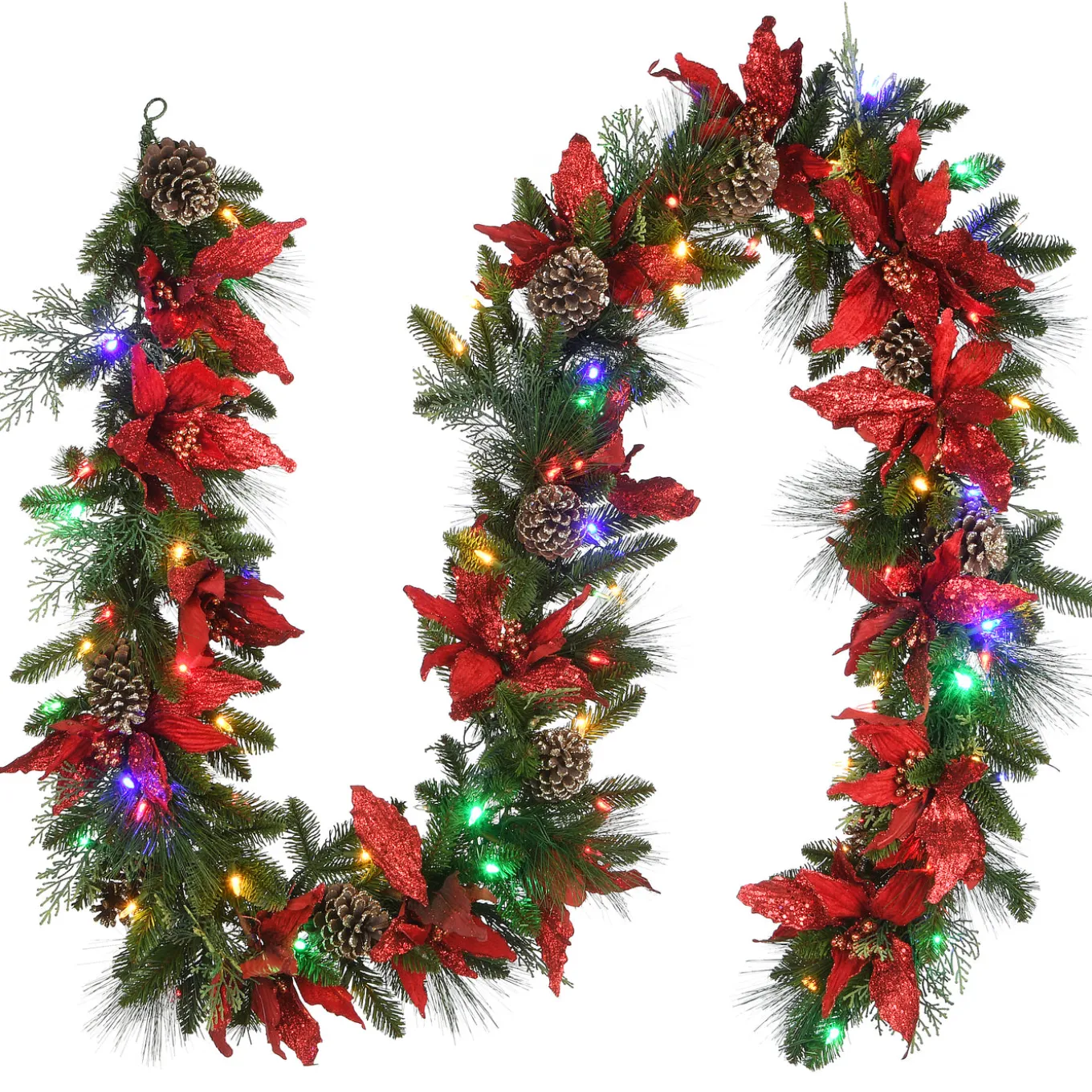 9 ft. Pre-Lit Decorative Collection Garland with Clear Lights