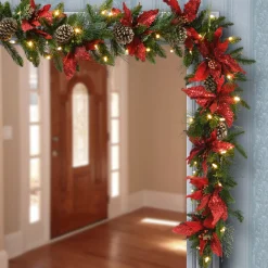 9 ft. Pre-Lit Decorative Collection Garland with Clear Lights