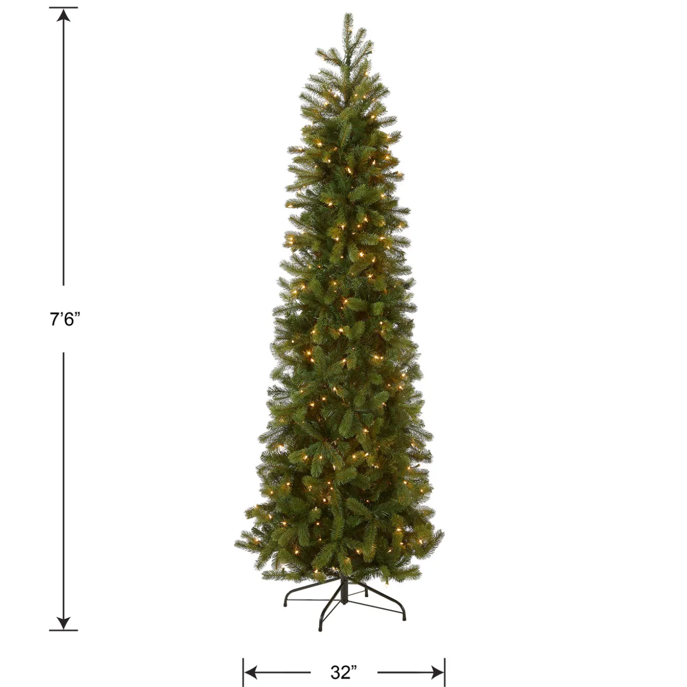 7.5 ft. Pre-Lit Downswept Douglas Fir Pencil Slim Tree with Clear Lights