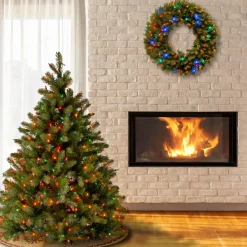 4.5 ft. Pre-Lit Downswept Douglas Fir Tree with Multicolor Lights