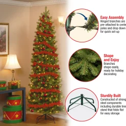 9 ft. Pre-Lit Downswept Douglas Fir Pencil Slim Tree with Clear Lights