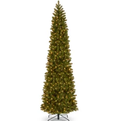 12 ft. Pre-Lit Downswept Douglas Fir Pencil Slim Tree with Dual Color LED Lights