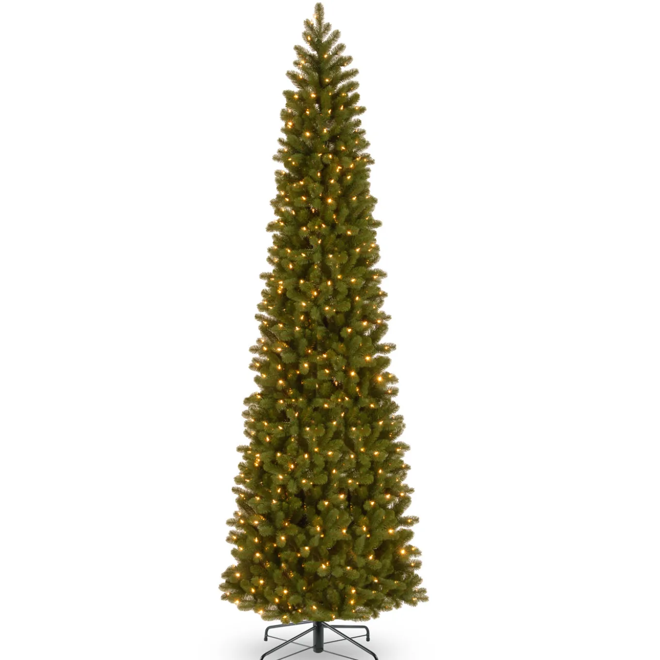 12 ft. Pre-Lit Downswept Douglas Fir Pencil Slim Tree with Dual Color LED Lights