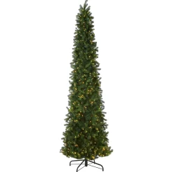 12 ft. Pre-Lit Downswept Douglas Fir Pencil Slim Tree with Dual Color LED Lights