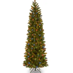 7.5 ft. Pre-Lit Downswept Douglas Fir Pencil Slim Tree with Dual Color LED Lights