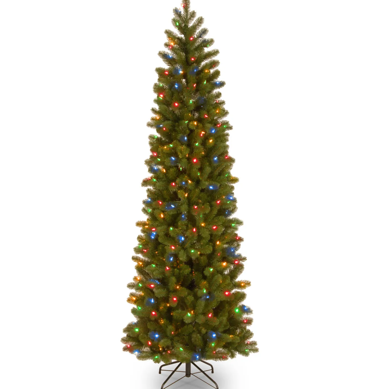 7.5 ft. Pre-Lit Downswept Douglas Fir Pencil Slim Tree with Dual Color LED Lights