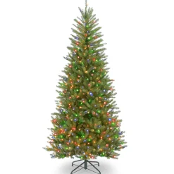 7.5 ft. Pre-Lit Dunhill Fir Slim Tree with Multicolor Lights