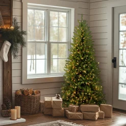 6.5 ft. Pre-Lit Dunhill Fir Slim Tree with Clear Lights