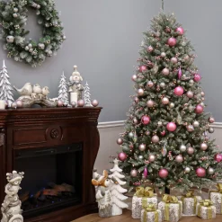 6.5 ft. Pre-Lit Dunhill Fir Snowy Tree with Clear Lights