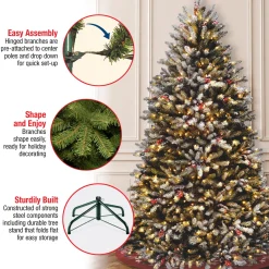 6.5 ft. Pre-Lit Dunhill Fir Snowy Tree with Clear Lights