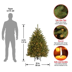 4.5 ft. Pre-Lit Dunhill Fir Tree with Clear Lights