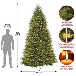 10 ft. Pre-Lit Dunhill Fir Tree with Dual Color LED Lights
