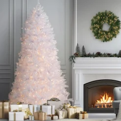 9 ft. Pre-Lit Dunhill Fir White Tree with Clear Lights