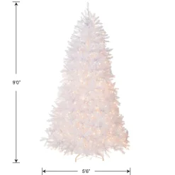 9 ft. Pre-Lit Dunhill Fir White Tree with Clear Lights