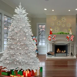 7.5 ft. Pre-Lit Dunhill Fir White Tree with Clear Lights