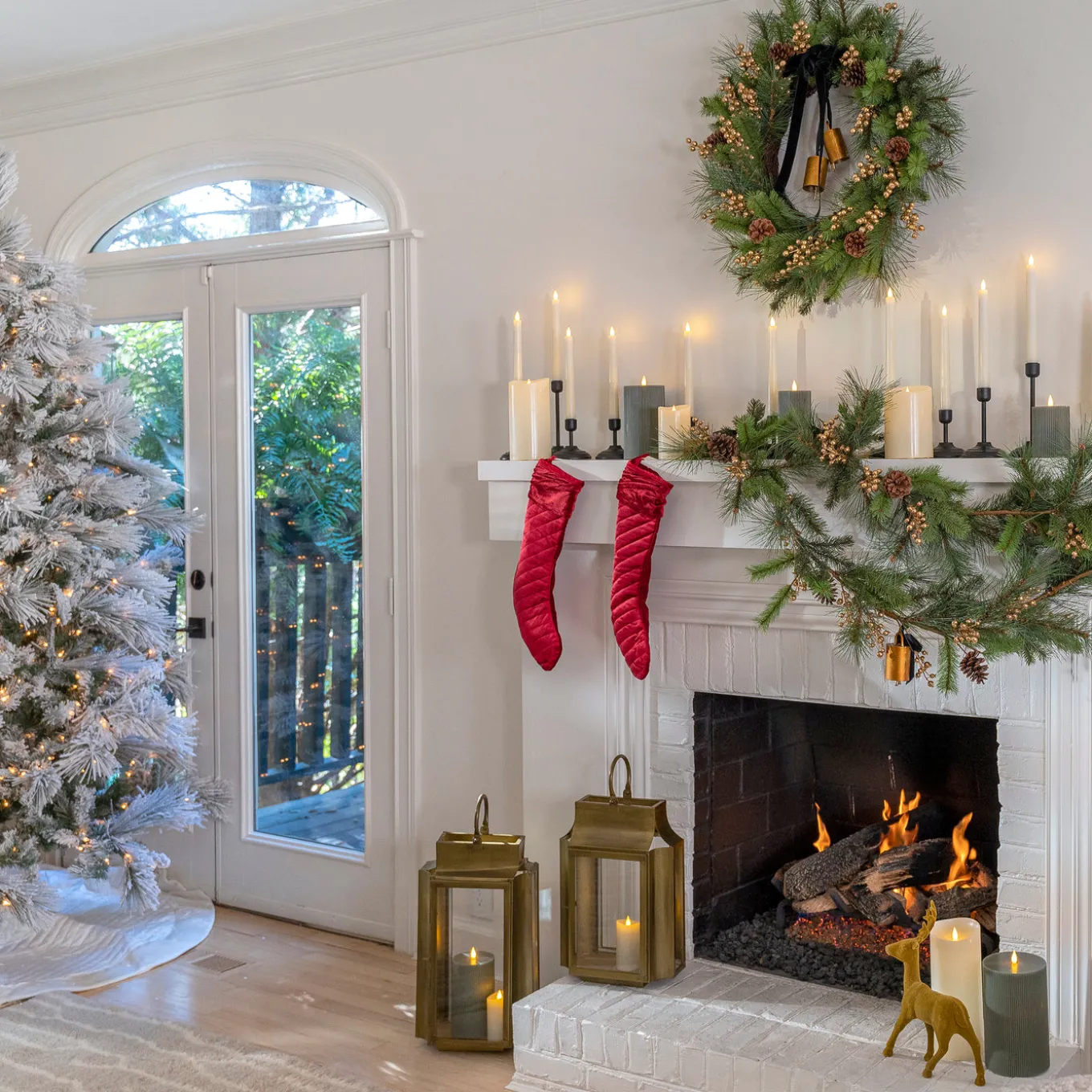 7.5 ft. Pre-Lit Flocked Bavarian Pine Tree