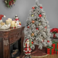 7.5 ft. Pre-Lit Flocked Bavarian Pine Tree