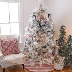 6.5 ft. Pre-Lit Flocked Bavarian Pine Tree