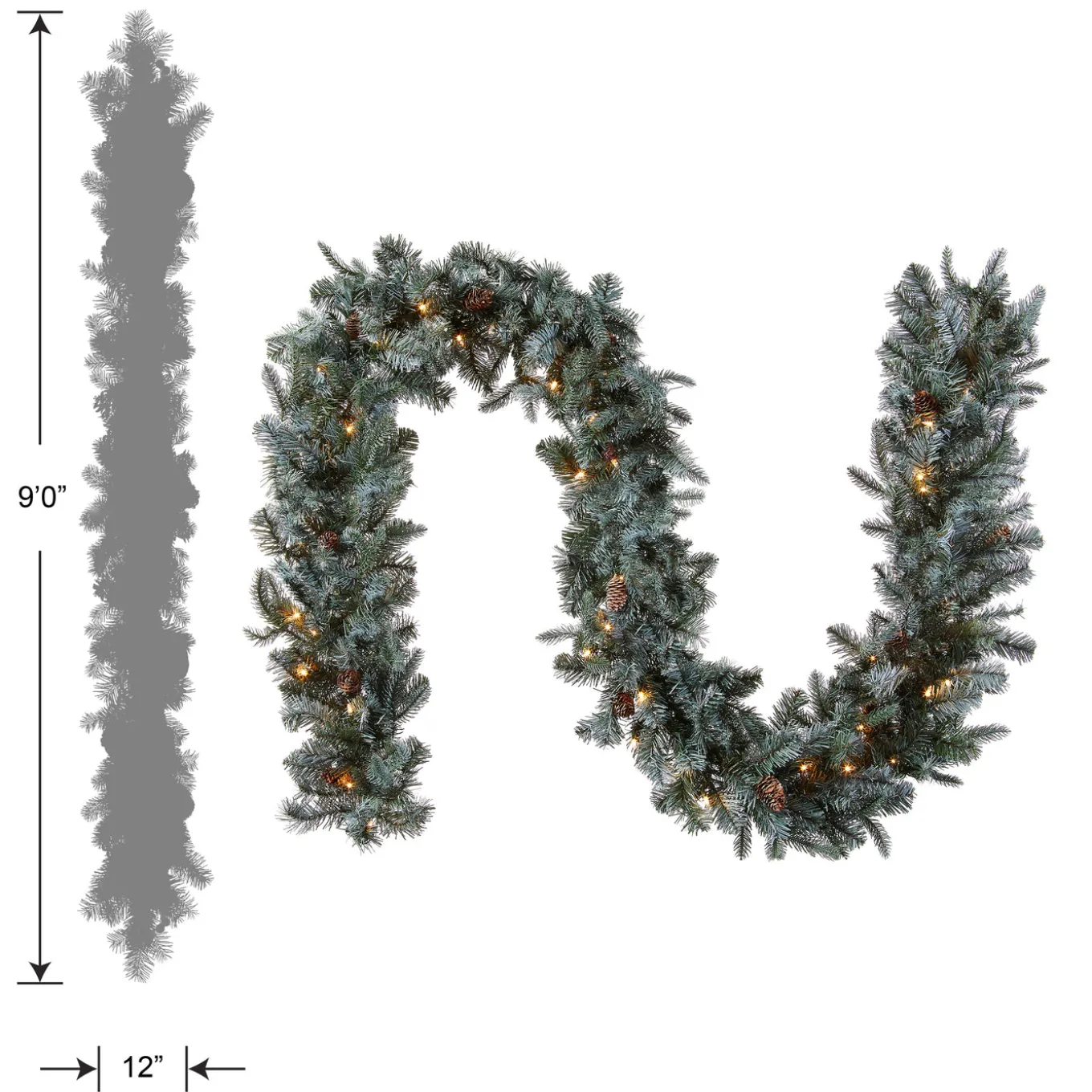 9 ft. Pre-Lit Frosted Arctic Spruce Garland with Clear Lights