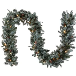 9 ft. Pre-Lit Frosted Arctic Spruce Garland with Clear Lights