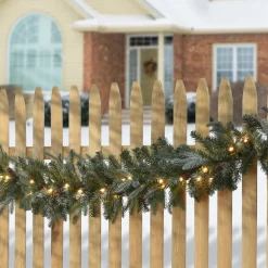 9 ft. Pre-Lit Frosted Arctic Spruce Garland with Clear Lights