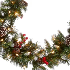 9 ft. Pre-Lit Frosted Berry Garland with Clear Lights