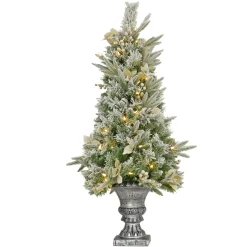 4 ft. Pre-Lit Frosted Colonial Fir Tree with Warm White LED Lights