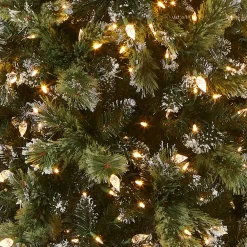 7.5 ft. Pre-Lit Glittery Bristle Slim Tree with LED Lights