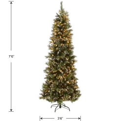 7.5 ft. Pre-Lit Glittery Bristle Slim Tree with LED Lights
