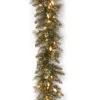 9 ft. Pre-Lit Glittery Bristle Pine Garland with Warm White LED Lights