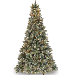 9 ft. Pre-Lit Glittery Bristle Pine Tree with Clear Lights