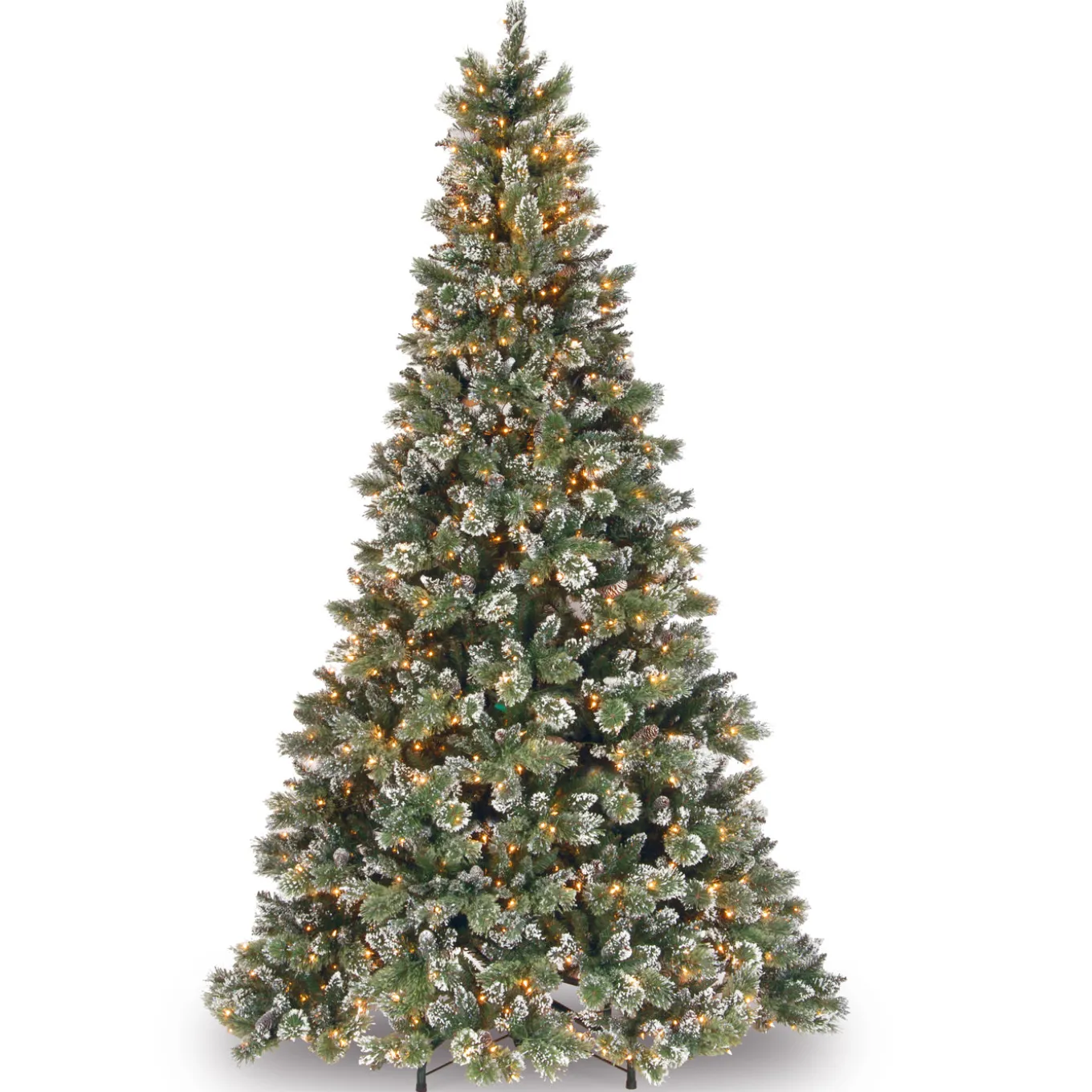 9 ft. Pre-Lit Glittery Bristle Pine Tree with Clear Lights