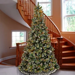 9 ft. Pre-Lit Glittery Bristle Pine Tree with Clear Lights
