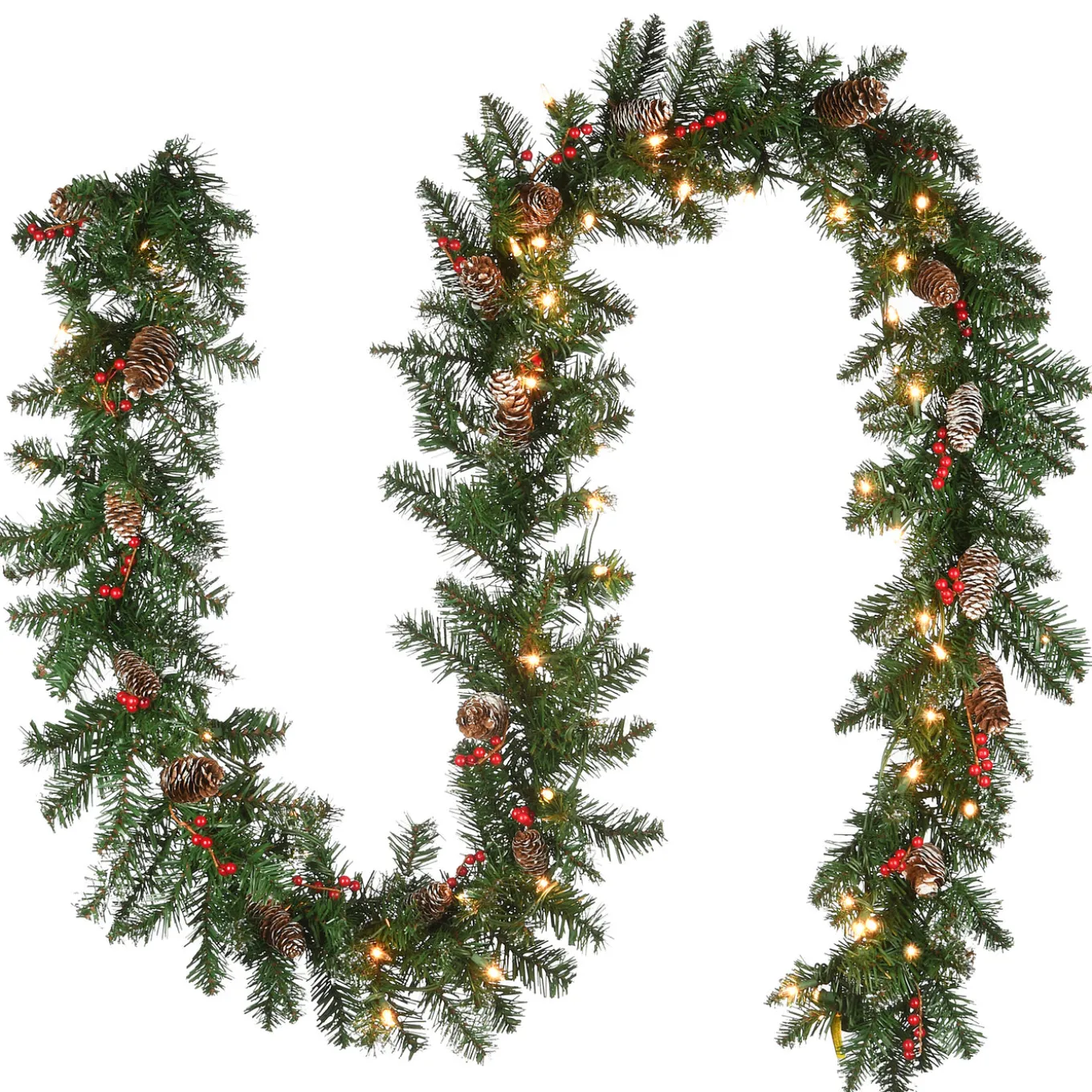 9 ft. Pre-Lit Glittery Mountain Spruce Garland with Clear Lights