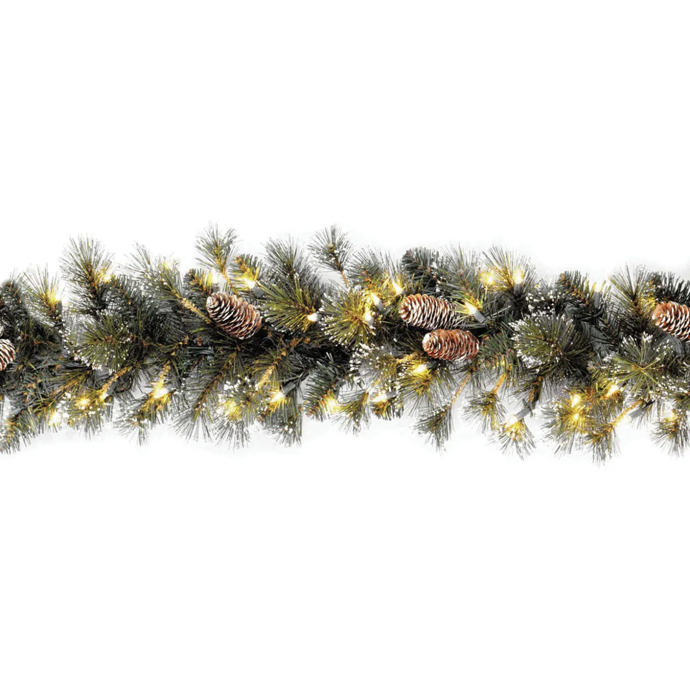 9 ft. Pre-Lit Glittery Pine Garland with Clear Lights