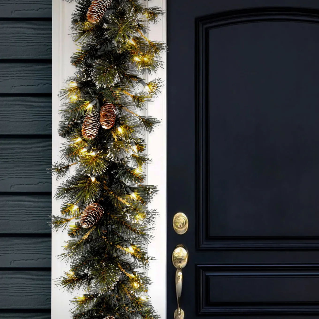 9 ft. Pre-Lit Glittery Pine Garland with Clear Lights