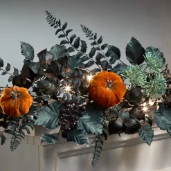 6 ft. Pre-Lit Halloween Garland with Pumpkins and LED Lights