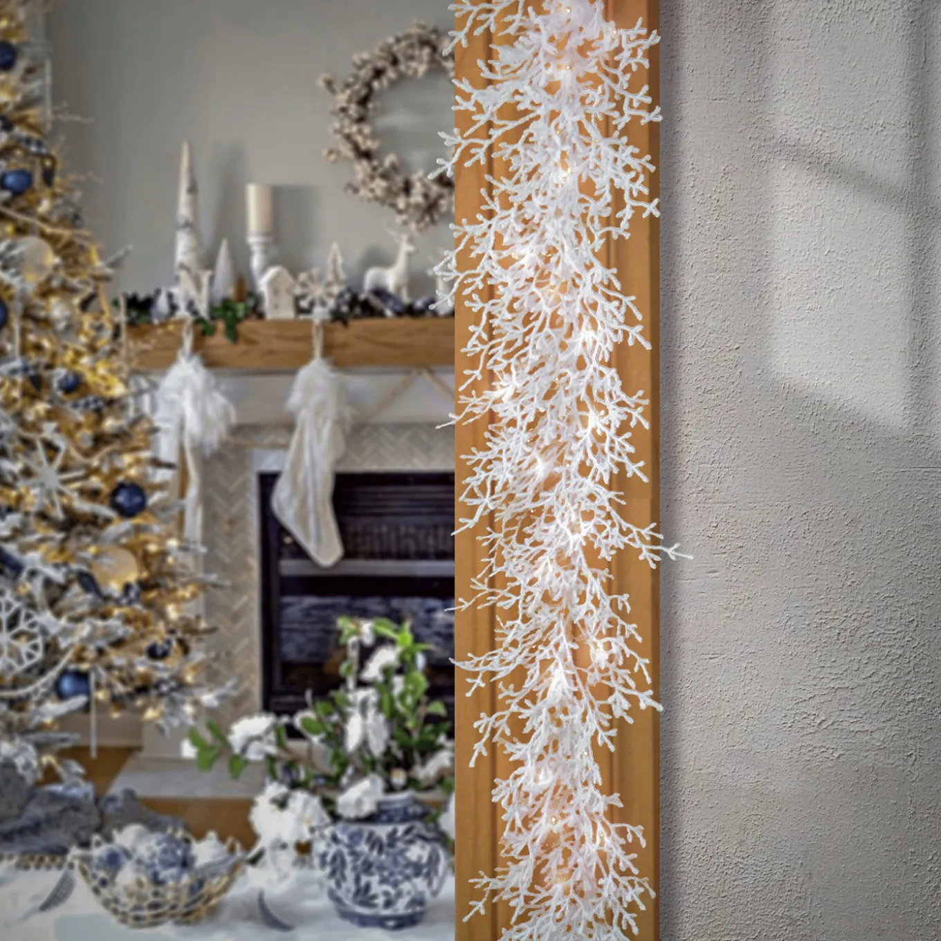 6 ft. Pre-Lit HGTV Home Collection Christmas by the Sea Coral Garland