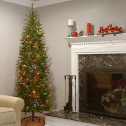 6.5 ft. Pre-Lit Kingswood Fir Pencil Tree with Multicolor Lights