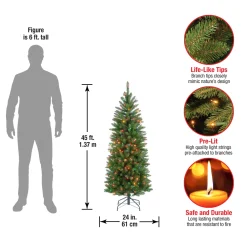 4.5 ft. Pre-Lit Kingswood Fir Pencil Tree with Multicolor Lights