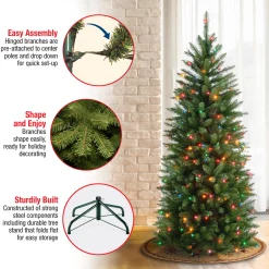 4.5 ft. Pre-Lit Kingswood Fir Pencil Tree with Multicolor Lights