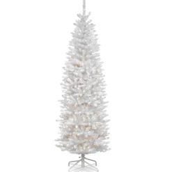 6.5 ft. Pre-Lit Kingswood Fir White Pencil Tree with Clear Lights