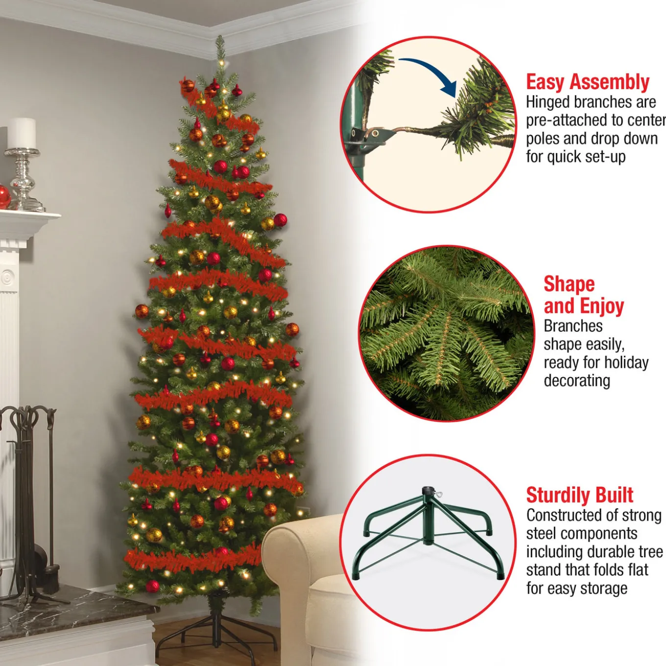 7 ft. Pre-Lit Kingswood Fir Pencil Tree with Clear Lights