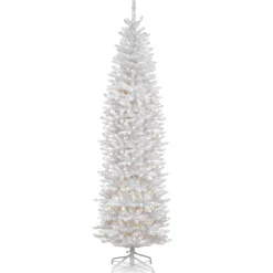 7.5 ft. Pre-Lit Kingswood Fir White Pencil Tree with Clear Lights