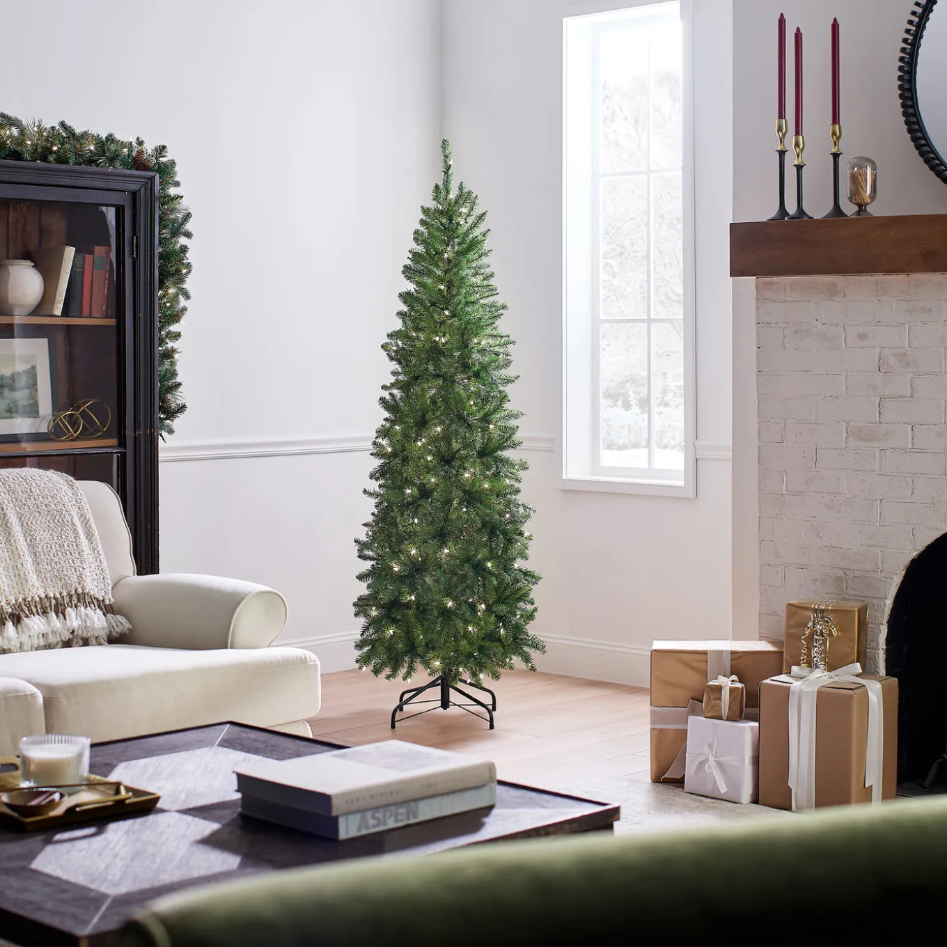 6 ft. Pre-Lit Kingswood Fir Pencil Tree with Clear Lights