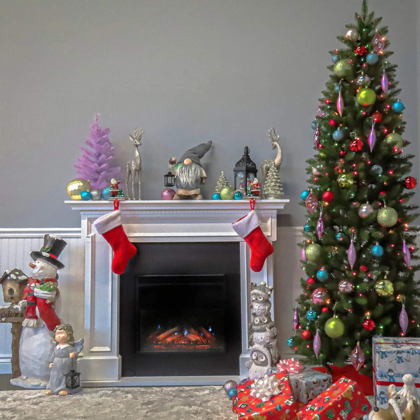 7 ft. Pre-Lit Kingswood Fir Pencil Tree with Multicolor Lights