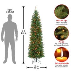7 ft. Pre-Lit Kingswood Fir Pencil Tree with Multicolor Lights