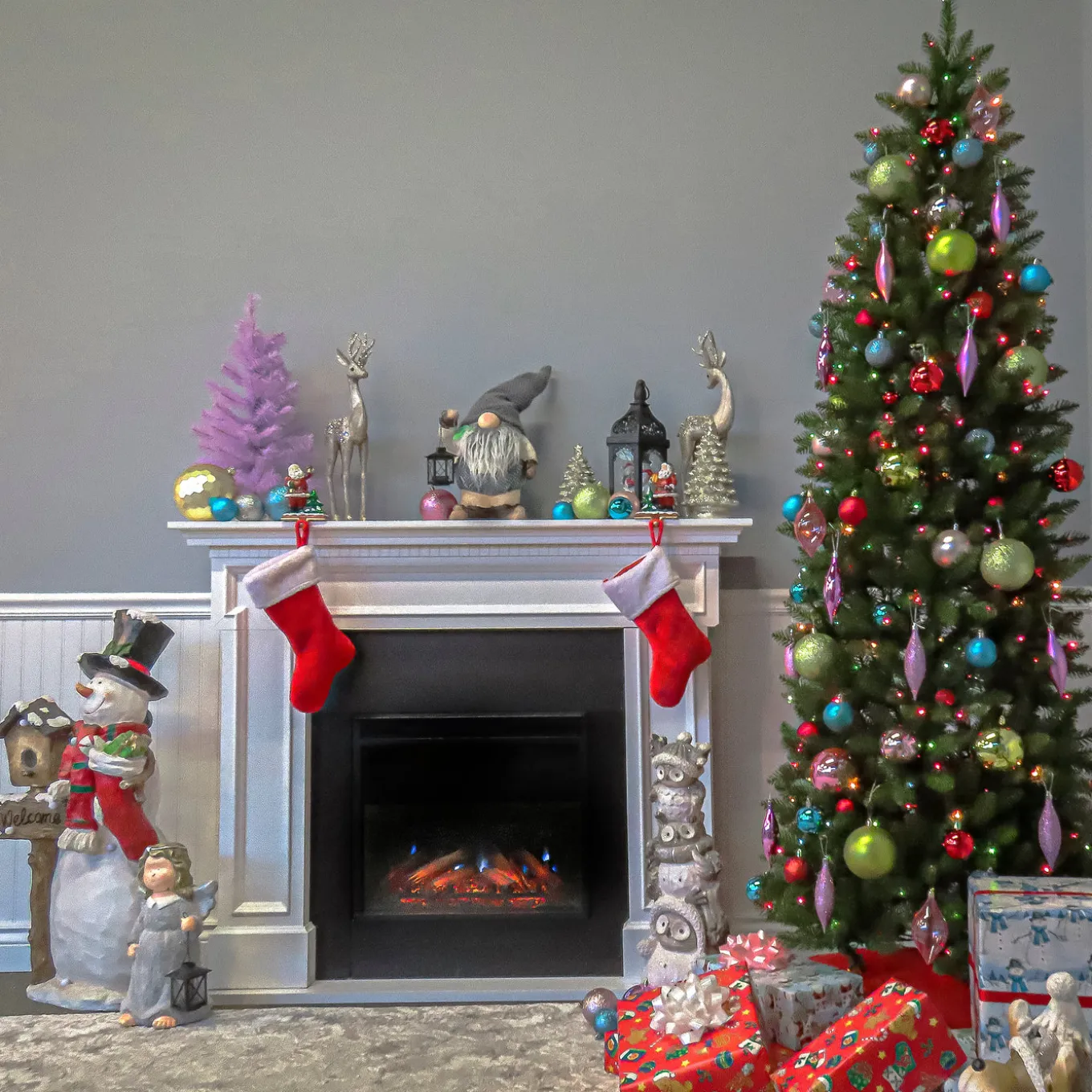 7 ft. Pre-Lit Kingswood Fir Pencil Tree with Multicolor Lights