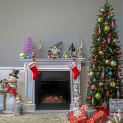 7.5 ft. Pre-Lit Kingswood Fir Pencil Tree with Multicolor Lights