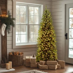 7.5 ft. Pre-Lit Kingswood Fir Slim Tree with PowerConnect Dual Color LED Lights